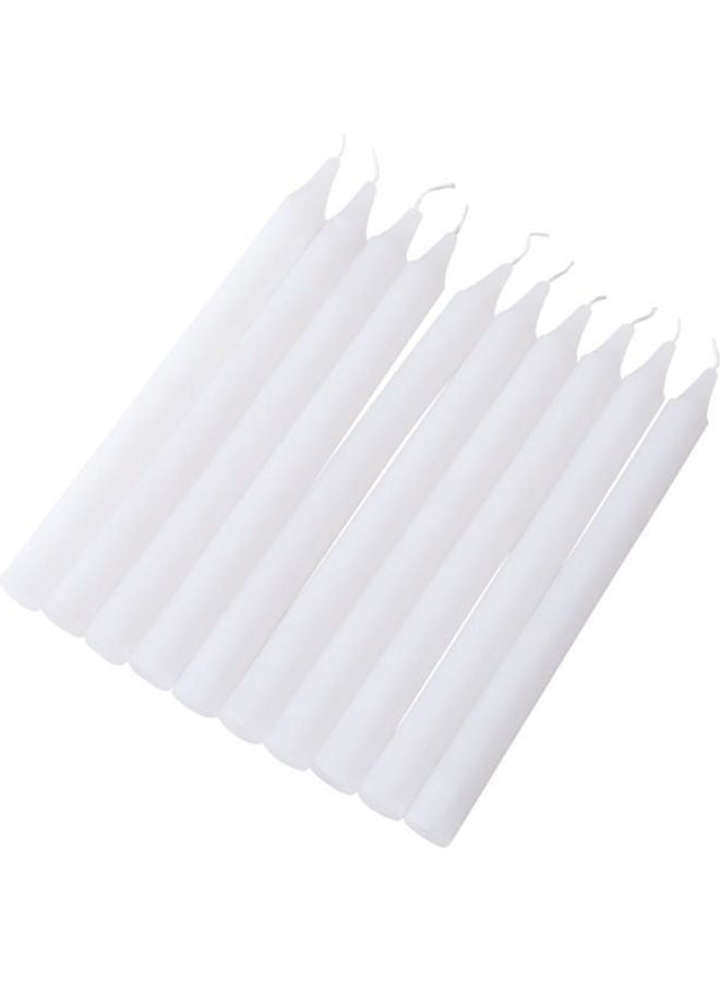 10-Piece Unscented Straight Taper Candle White